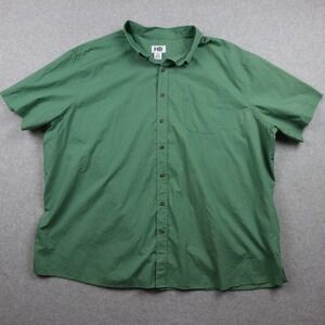 HB Harbor Bay Shirt Mens 3XL Business Casual Pocket Button Up Green Short Sleeve